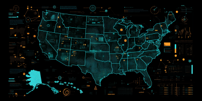 Futuristic Digital Map of the United States