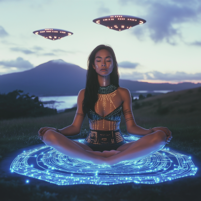 Māori Woman on a Starry Carpet