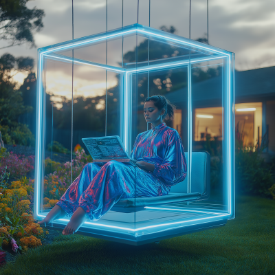 Māori Woman in Futuristic Sunroom