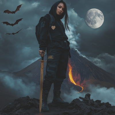 Māori Warrior at the Volcano