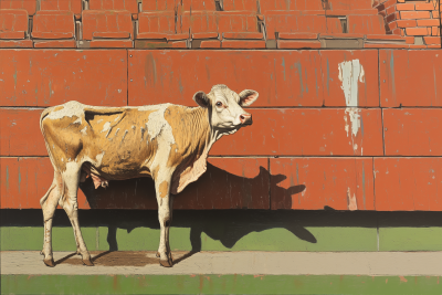 Frail Cow at Soccer Stadium