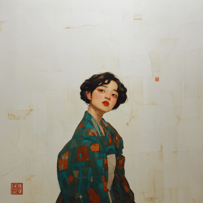 Korean Young Woman in Egon Schiele Style