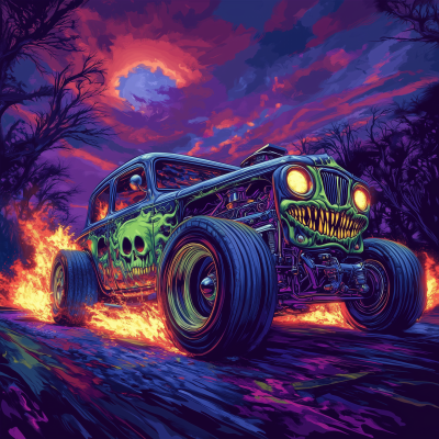 Frankenstein Hot Rod Illustration