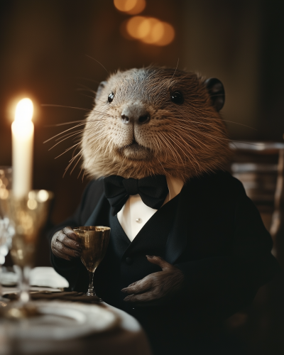 Elegant Beaver at Dinner Party