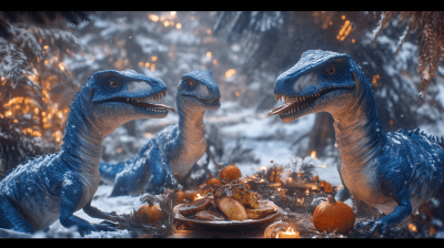 Velociraptors Thanksgiving Feast