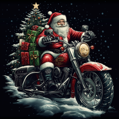 Santa Claus Riding a Harley