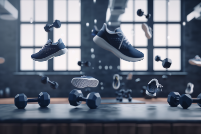 Floating Sneakers and Dumbbells