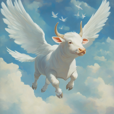 Flying White Bull