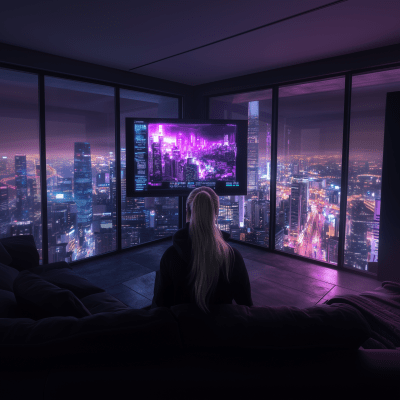 Cyberpunk Rooftop View