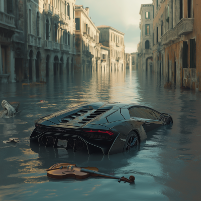 Flooded Venice with Lamborghini
