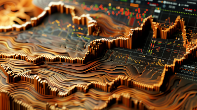 Abstract Wood Relief of Stock Charts