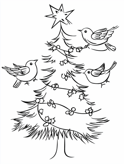 Christmas Tree Garland Coloring Page