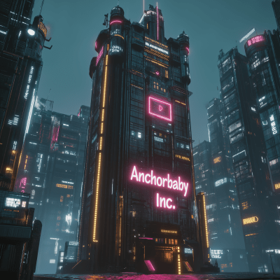 Futuristic Skyscraper in Cyberpunk City