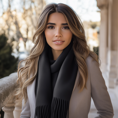 Elegant Woman in Black Scarf