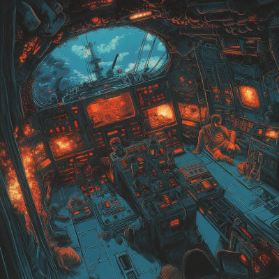 Burning Battleship Command Deck