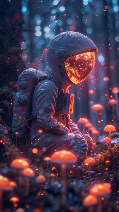 Neon Mushroom Cosmonaut