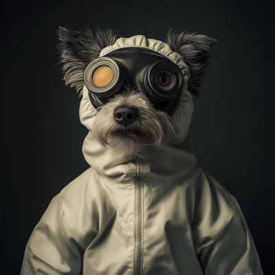 Dog with Chemical Suit