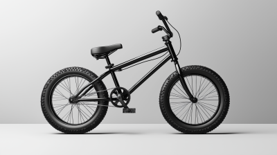 Black BMX Bike Against Grey Background