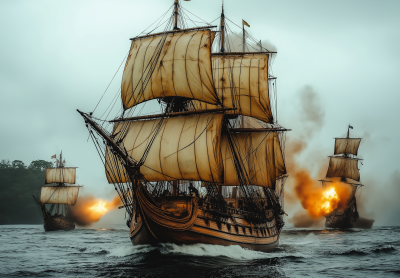 Sailing Ships in Coastal Jungle