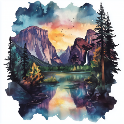 Yosemite Watercolour Illustration