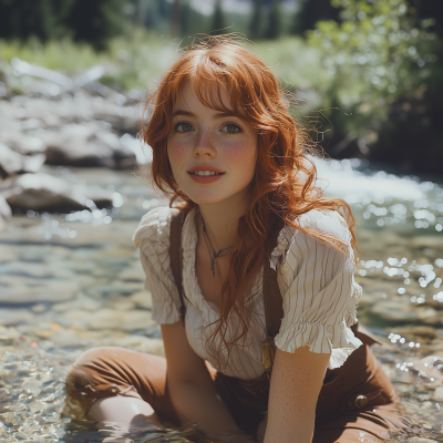 Young Pioneer by the Stream