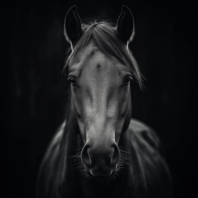 Black and White Horse Portrait