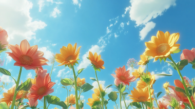 Sunflowers Under a Blue Sky