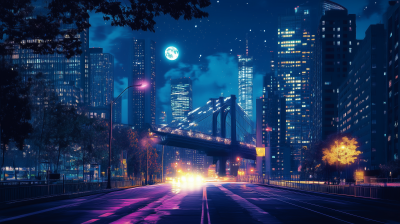 Nighttime Futuristic City Streets