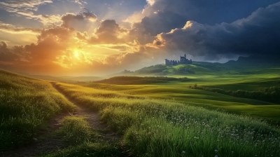 Cinematic Countryside with Castle