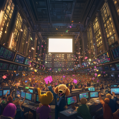 Bustling Wall Street