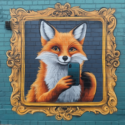 Cheerful Fox Selfie Wall Art