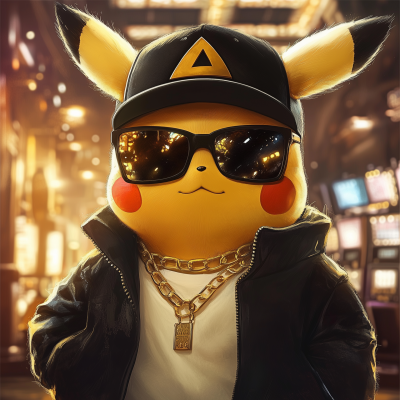 Stylish Pikachu on Casino Background
