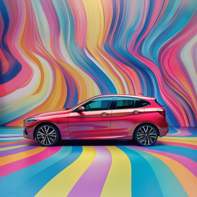Colorful Photostudio with Modern Car
