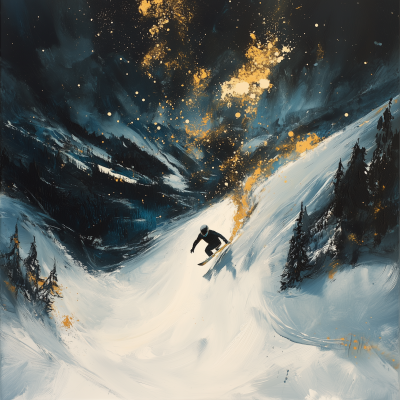 Nighttime Snowboarding Adventure