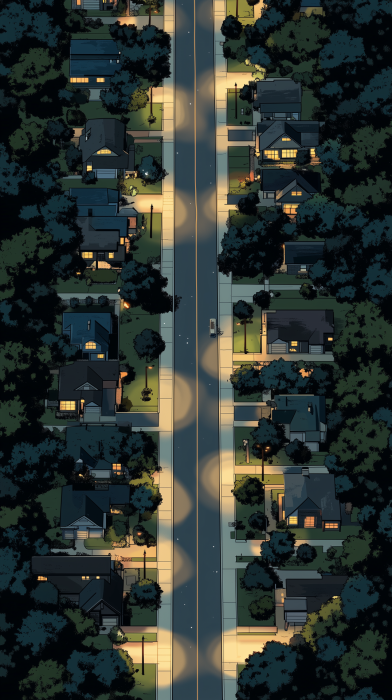 Overhead Suburban Road View