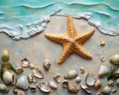 Realistic Starfish on Sandy Beach
