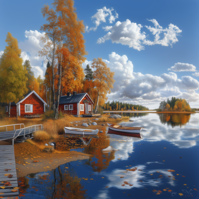 Autumn Landscape in Finland