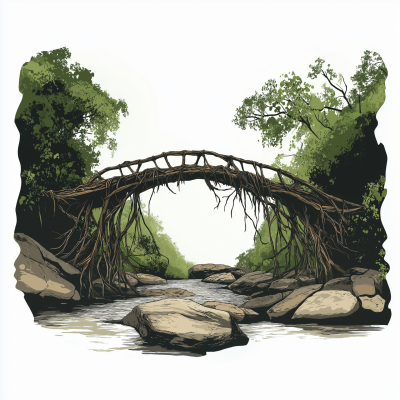 Meghalaya Root Bridge Illustration