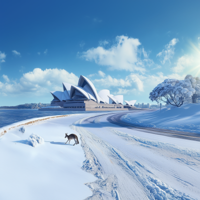 Snowy Sydney Opera House