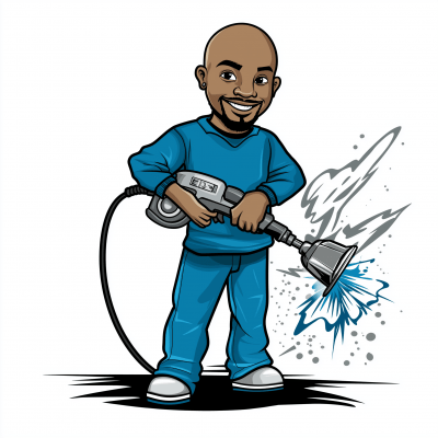 Cartoon Character with Pressure Washer