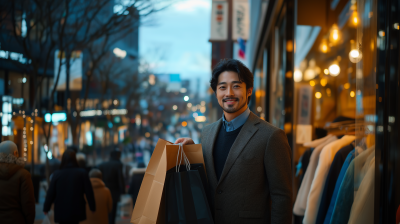 Smiling Japanese Man at Night