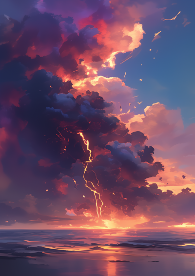 Stormy Ocean Sunset