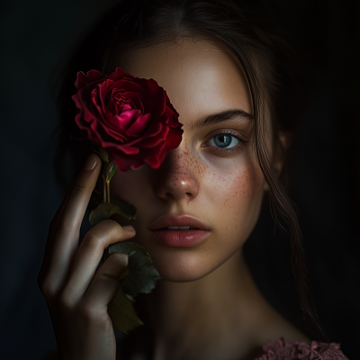 Young Woman with a Rose