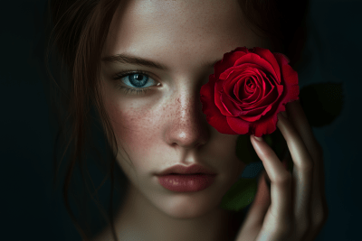 Young Woman with Rose