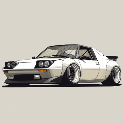 White Fiat X1/9 Widebody Illustration