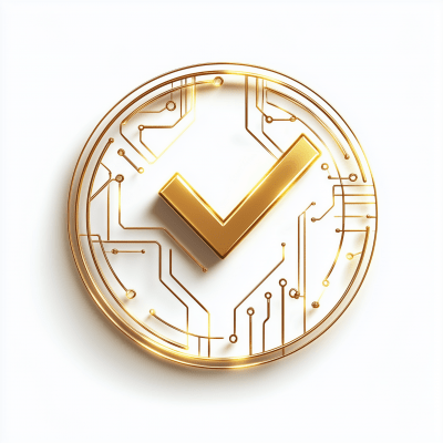 Circular Gold Circuit Checkmark Logo