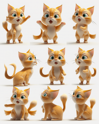 Cute Yellow Kitten Character Sheet