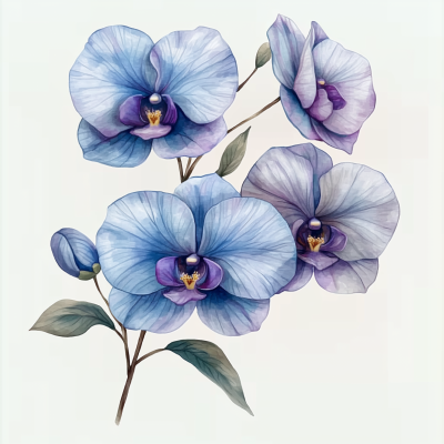 Orchid Watercolor Illustration