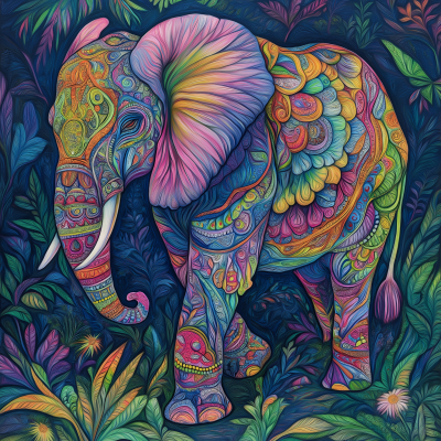 Vibrant Kaleidoscope Elephant