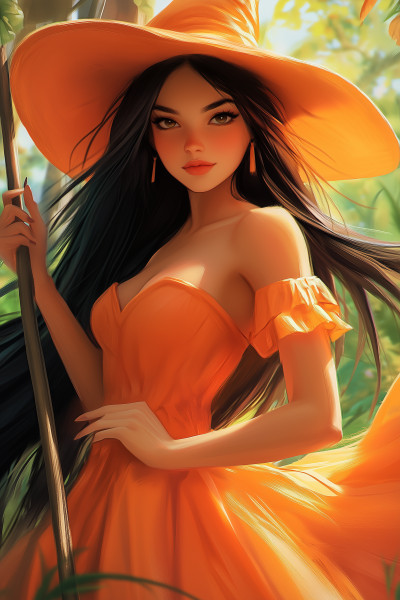Young Witch in Forest